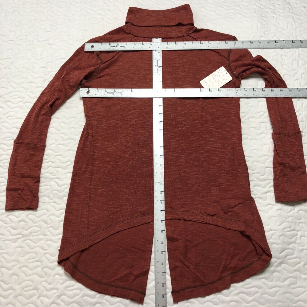 NWT Free People Small Red Orange Split Back Turtleneck Knit Top Tunic OB536113 - Picture 4 of 10